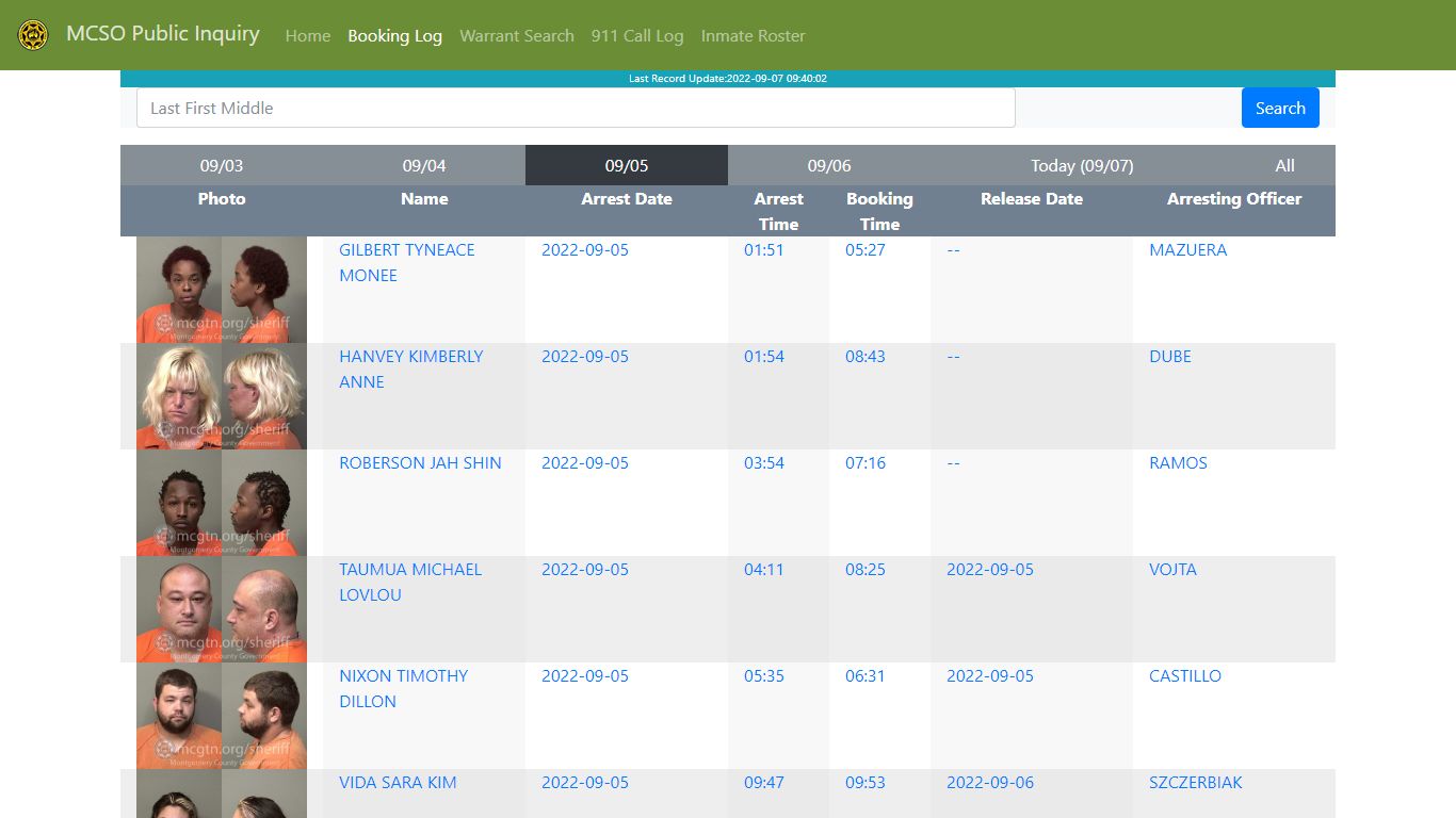 MCSO Public Inquiry: Booking Log - api.mcgtn.org