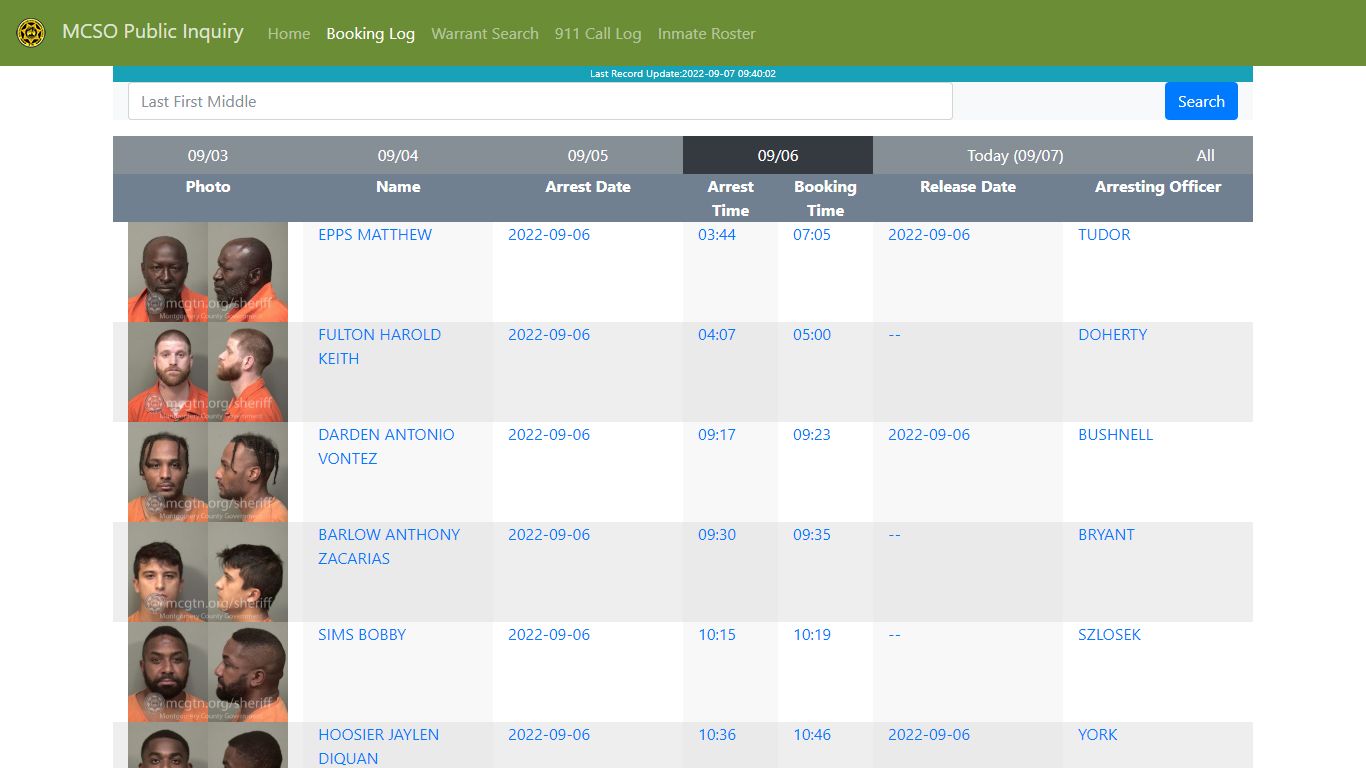 MCSO Public Inquiry: Booking Log - api.mcgtn.org